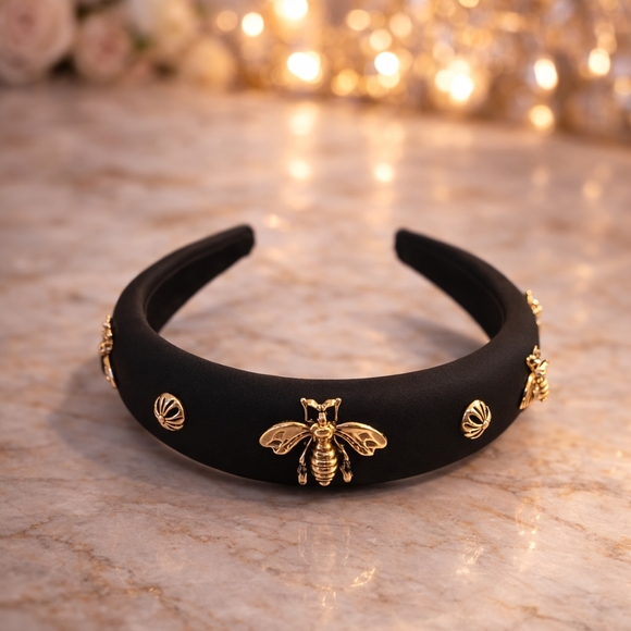 Accessories - NWOT  Bee Embellished Black Padded Headband